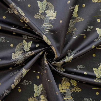 Black Jacquard Fabric: Gold Butterfly Pattern, Upholstery & Sewing (59" W By 1 Meter)
