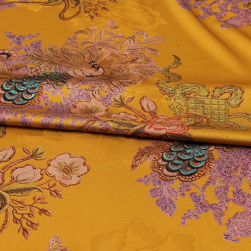 Purple Peacock Tea Silk Satin Fabric - 58"W Upholstery & Costume