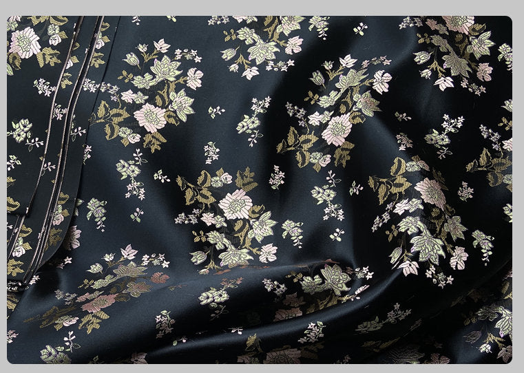 Pink Floral Brocade Fabric: Shiny Rayon Chinese Silk (By The Meter)