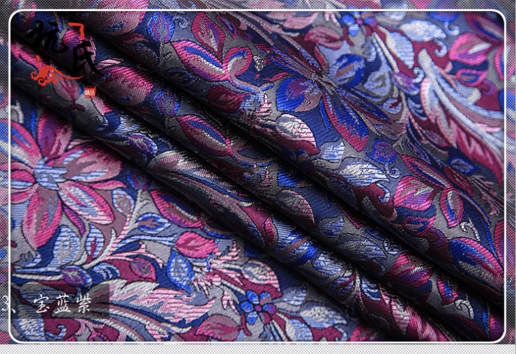 Dahlia Silk Brocade Fabric: 45" Wide, Cheongsam Upholstery Sewing Fabric