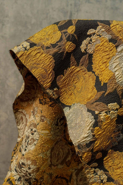 Gold Thread Embossed Jacquard Fabric: European Designer Upholstery, Quilting & Sewing