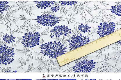 Hibiscus Flower Silk Brocade Fabric - 29.5" Wide Sewing Material