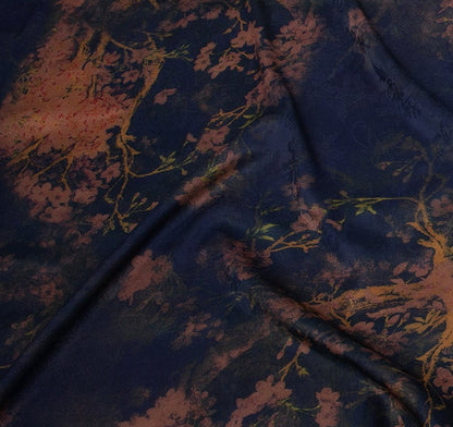 Floral Tea Silk Satin Fabric: 59"W Digital Print Gambiered Canton Gauze