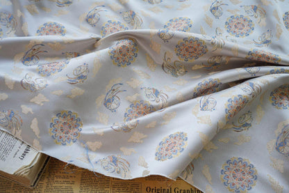 Floral Brocade Fabric: Mongolian Tibetan Style, 59" Wide