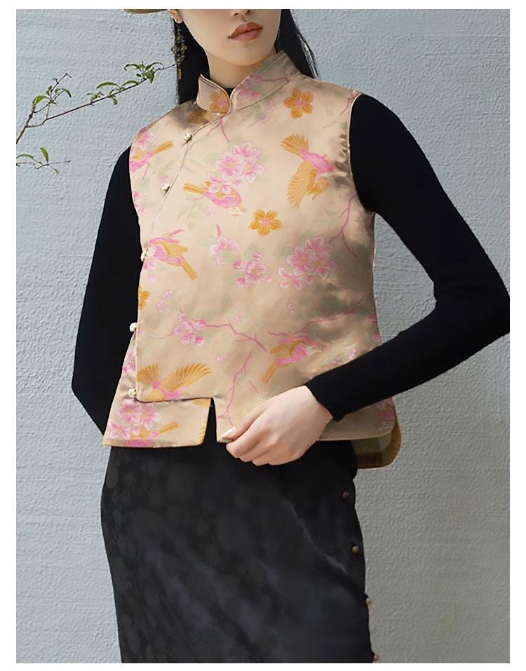 Bird and Flower Silk Brocade Fabric: 59"W Rayon Blend