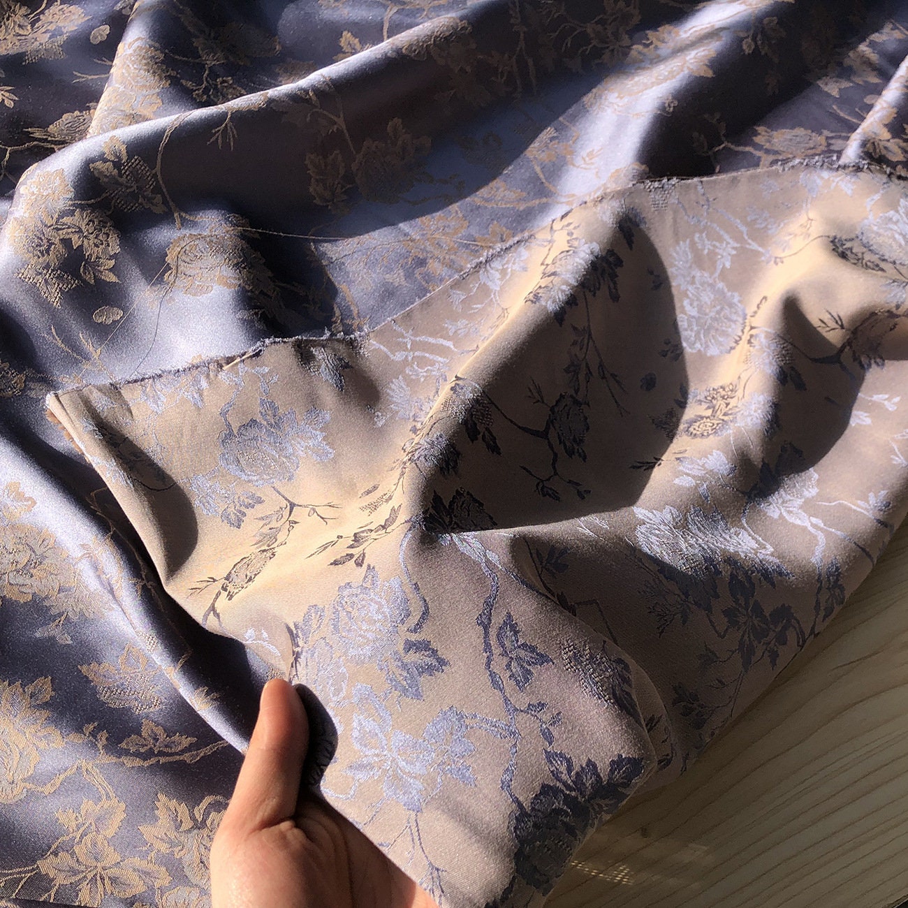 Butterfly Jacquard Fabric: 57"W Cotton Rayon Blend, Upholstery & Sewing