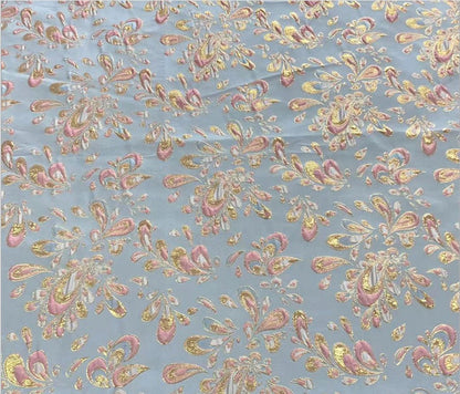 Metallic Damask Jacquard Satin Fabric: 3D Texture, 56" Wide