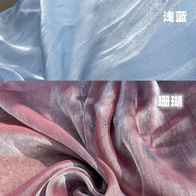 Glittering Space Galaxy Organza Fabric: Sheer Wedding Sewing Material