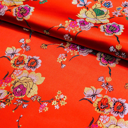 Floral Brocade Fabric: Turquoise Cheongsam Qipao Sewing Material (45"W)