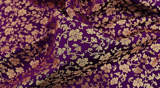 Tissu brocart damassé : satin jacquard floral chinois de 89 cm de large, rayonne au mètre