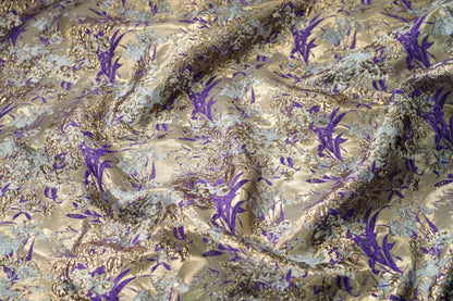 Gold Thread Floral Jacquard Fabric: 3D Texture Upholstery, Prom Dress Sewing (59" W)