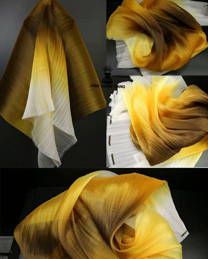 Pleated Organza Fabric: Shiny Crinkled Texture, 55" Wide