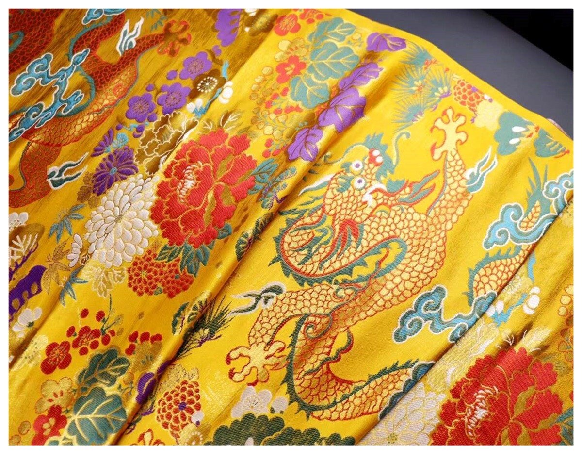 Dragon Jacquard Satin Fabric: Silk Rayon Brocade, Costume Decor - Poppylollipop