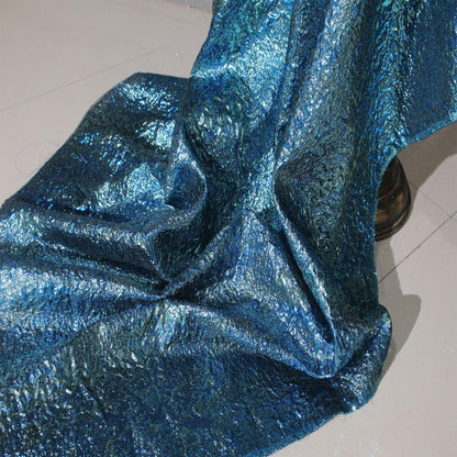 Metallic Gold Thread Jacquard Fabric: 3D Embossed Woven Material, 59"W