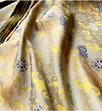 Lucky Cloud Wheel Brocade Fabric: Silk Rayon Blend, Cheongsam, Tibetan Robe