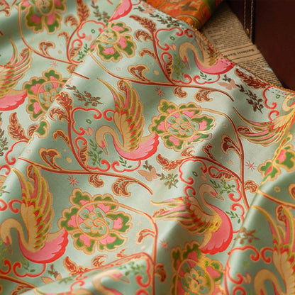 Swan Jacquard Fabric: 64"W Damask Upholstery Fabric - By The Meter