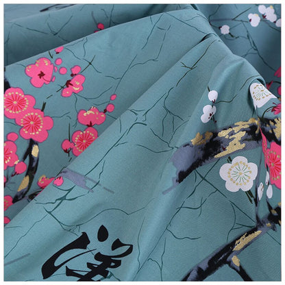 Japanese Floral Print Cotton Fabric: Kimono Dress Sewing Material