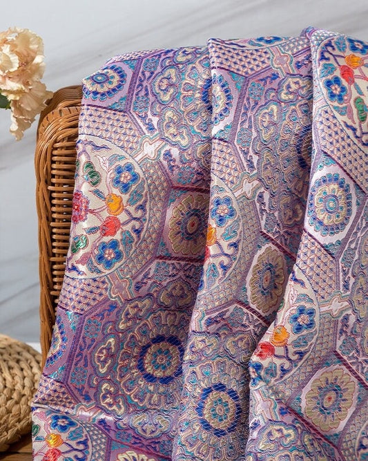 Tissu brocart à fleurs de prunier : tissu pour coussin Cheongsam chinois (29,5 po L)