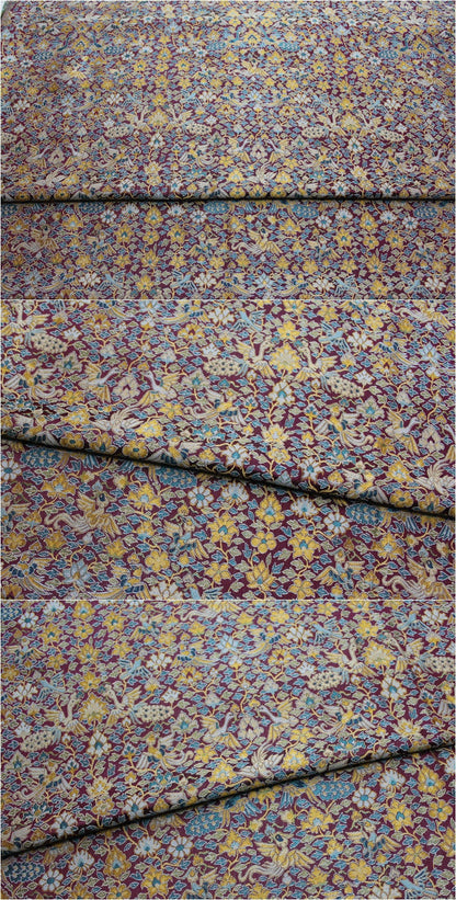 Tissu brocart à motifs floraux et oiseaux : Damas de rayonne de soie chinoise (55 po de largeur)