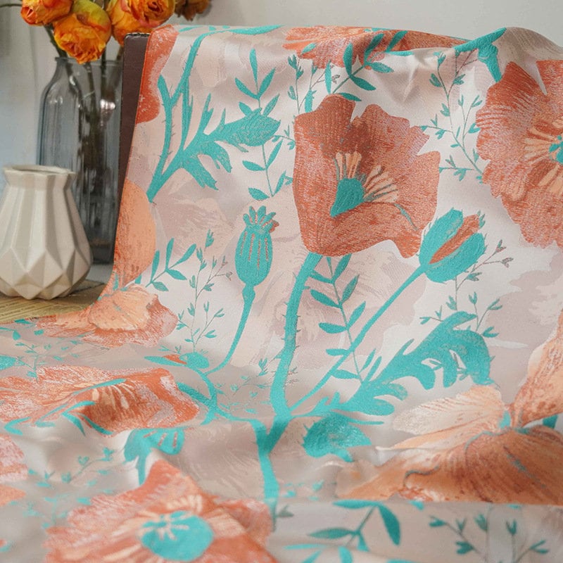 Reversible Rose Jacquard Fabric: Embossed 3D Woven Material, 56"W - Poppylollipop