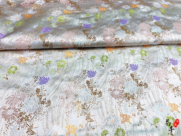 Chrysanthemum Damask Jacquard Brocade Fabric: Kimono Sewing Material