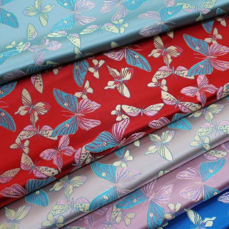 Butterfly Brocade Fabric: Silk Rayon Jacquard, Home Decor Cloth