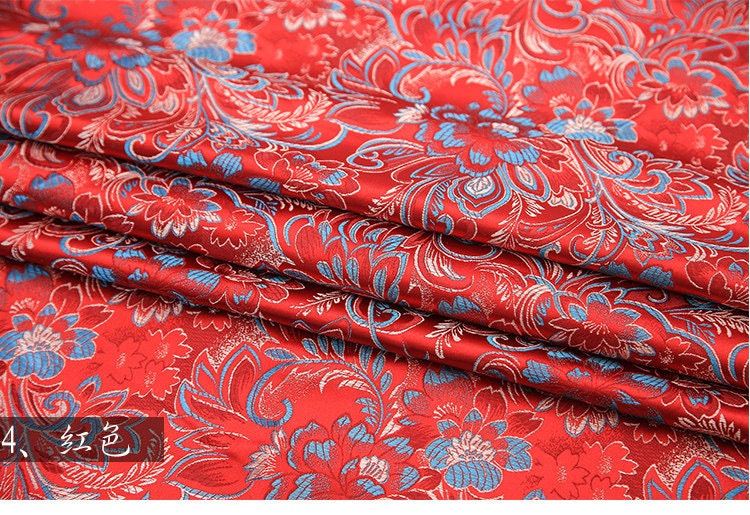 Tissu brocart de soie à motif de phénix : tissu pour cheongsam de 114 cm de large