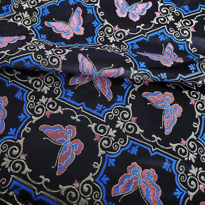 Butterfly Linen Fabric: Dunhuang Fresco Style, 59"W, Upholstery & Sewing