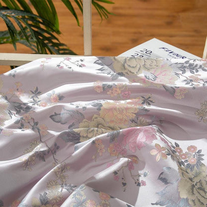 Tissu brocart pivoine : mélange de soie à motif floral rose doré, 140 cm de large