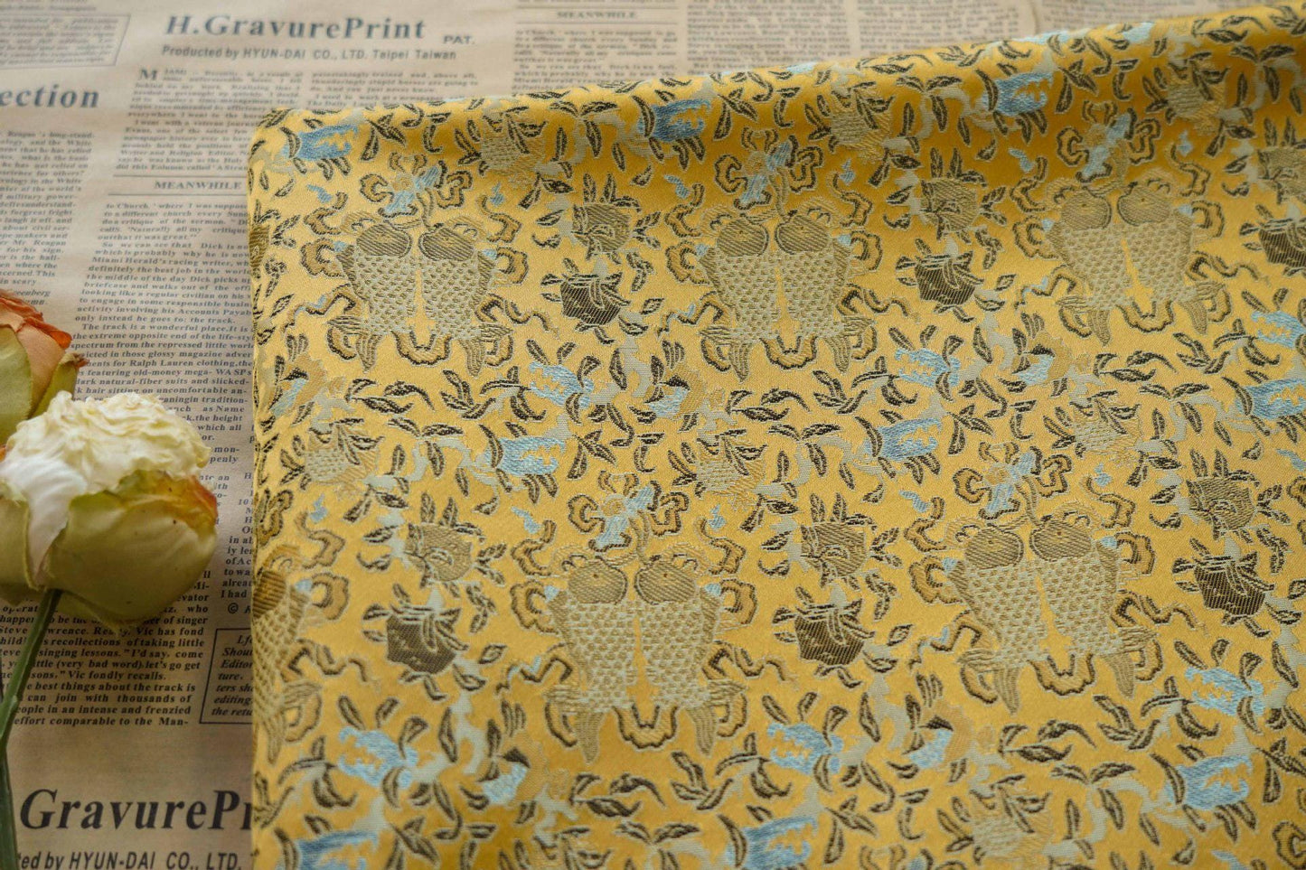 Pisces Fish Brocade Fabric: 58"W Chinese Style Sewing Material