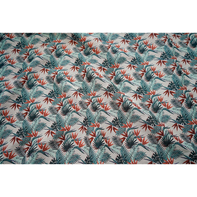 Red and Green Bamboo Fabric: Retro Upholstery, Costume, Decor