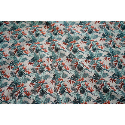 Red and Green Bamboo Fabric: Retro Upholstery, Costume, Decor