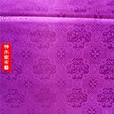 Tissu brocart de rayonne vert émeraude : motif floral et aquatique, 75 cm de large