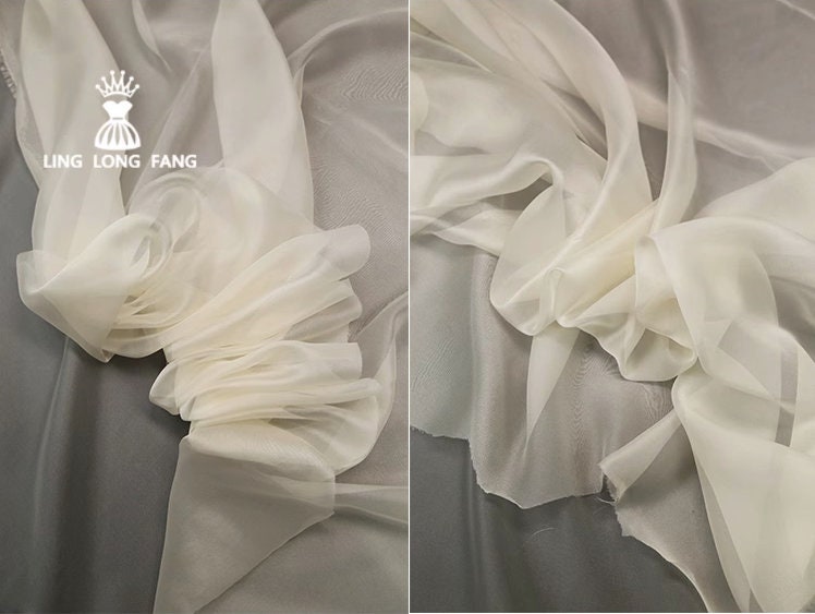 Tissu organza transparent : voile de mariée uni, tissu pour costume (150 cm de large)