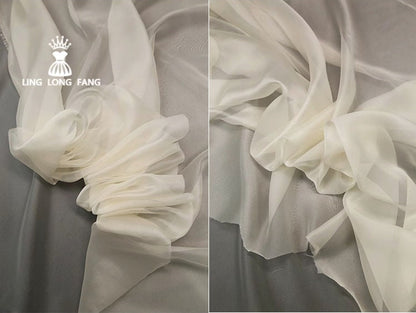 Tissu organza transparent : voile de mariée uni, tissu pour costume (150 cm de large)