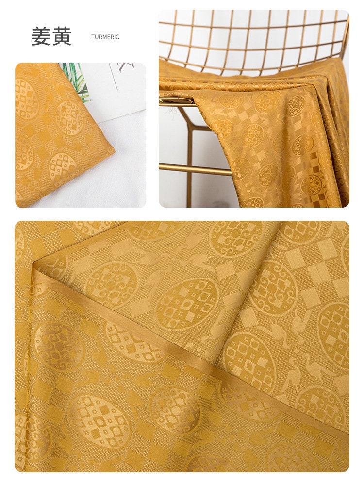 Floral Silk Brocade Fabric: 59" Wide Jacquard Damask - By The Meter