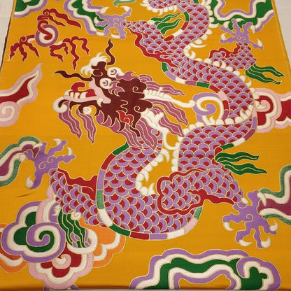 Tissu brocart de soie brodé à double dragon - Modèle de cheongsam de mariage