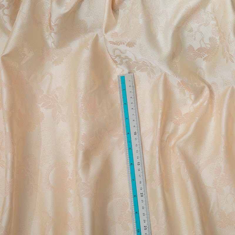 Crane Brocade Fabric: 59"W Rayon Cotton Blend for Cheongsam, Costume, Decor