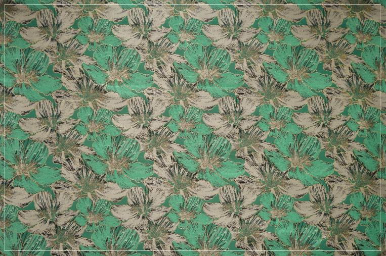 Gold Thread Floral Jacquard Fabric: 65"W Designer Upholstery