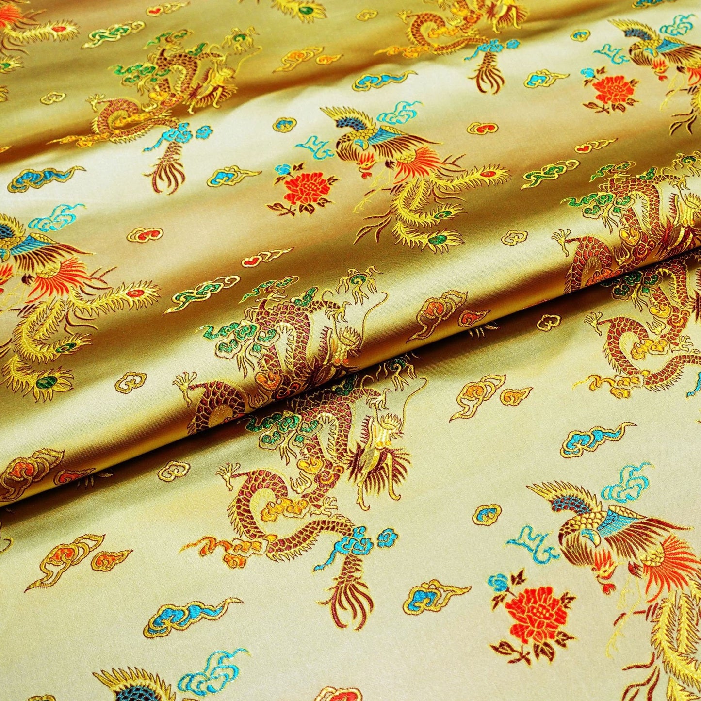 Dragon & Phoenix Brocade Fabric: Auspicious Upholstery, Costume, Decor