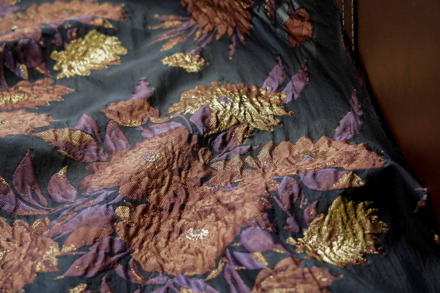 Gold Thread Floral Jacquard Fabric: 54" Wide, Upholstery & Costume