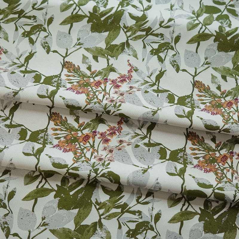 Reversible Jacquard Fabric: Japanese Floral Embossed Weave (59"W)
