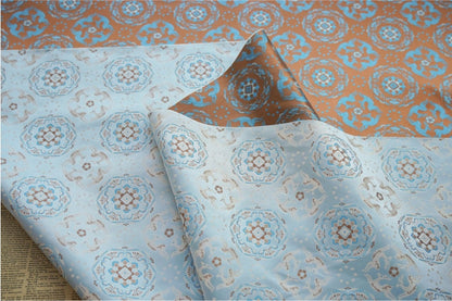 Floral Brocade Fabric: Blue Jacquard Sewing Material (65")