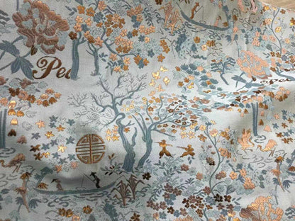 Gold Embossed Jacquard Fabric: Floral Upholstery & Sewing, 59" Wide