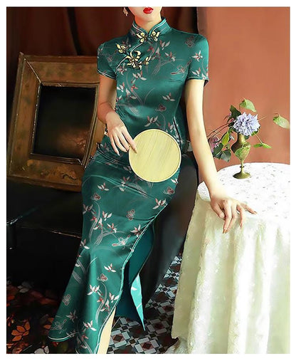 Orchid Butterfly Brocade Satin Fabric: 59" Wide Chinese Style