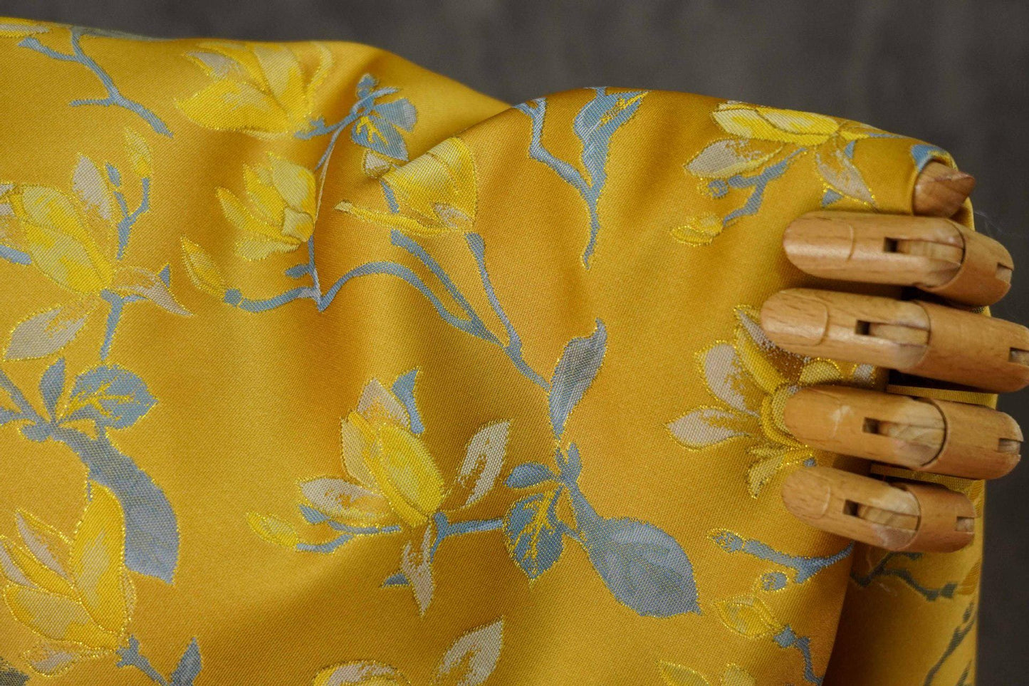 Yellow Magnolia Double-Sided Jacquard Upholstery Fabric ��� Elegant Home Decor Material by the Ya"Wide