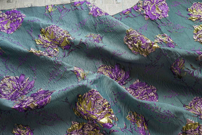 Gold Thread Jacquard Fabric: 3D Designer Prom Fabric, 63" Wide