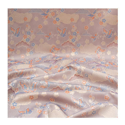 Nishijin Woven Silk Brocade: Gold Butterfly Floral Fabric, 59" Wide - Poppylollipop