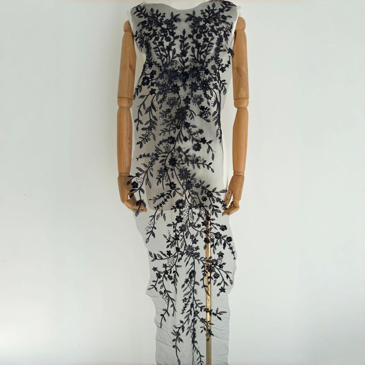 Elegant Gold Multicolor Beaded Sequin Lace Fabric for Wedding Dresses & Special Occasion Gowns