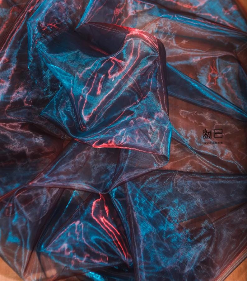 Tissu organza sirène bleu et or - 150 cm de large - Costume/Décoration à faire soi-même
